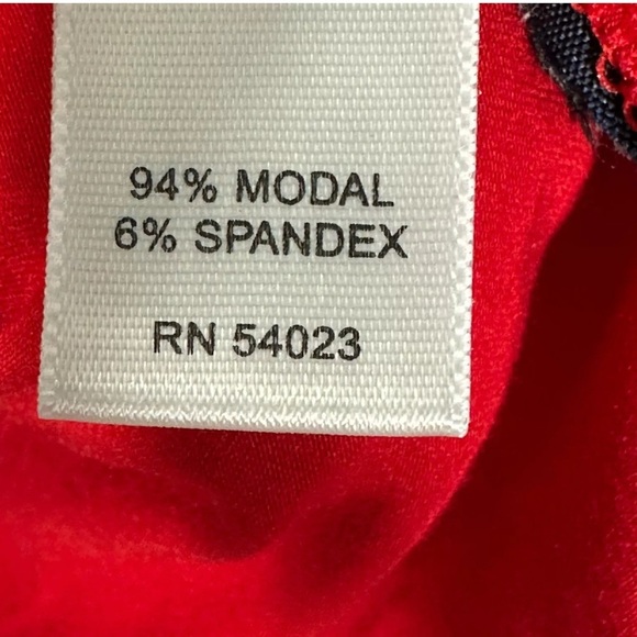 Banana Republic Top Womens Large Stretch Long Sleeve Red Knit Tee Pleated Neck - Picture 6 of 6